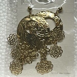 Intricate Gold Floral Drop Earrings